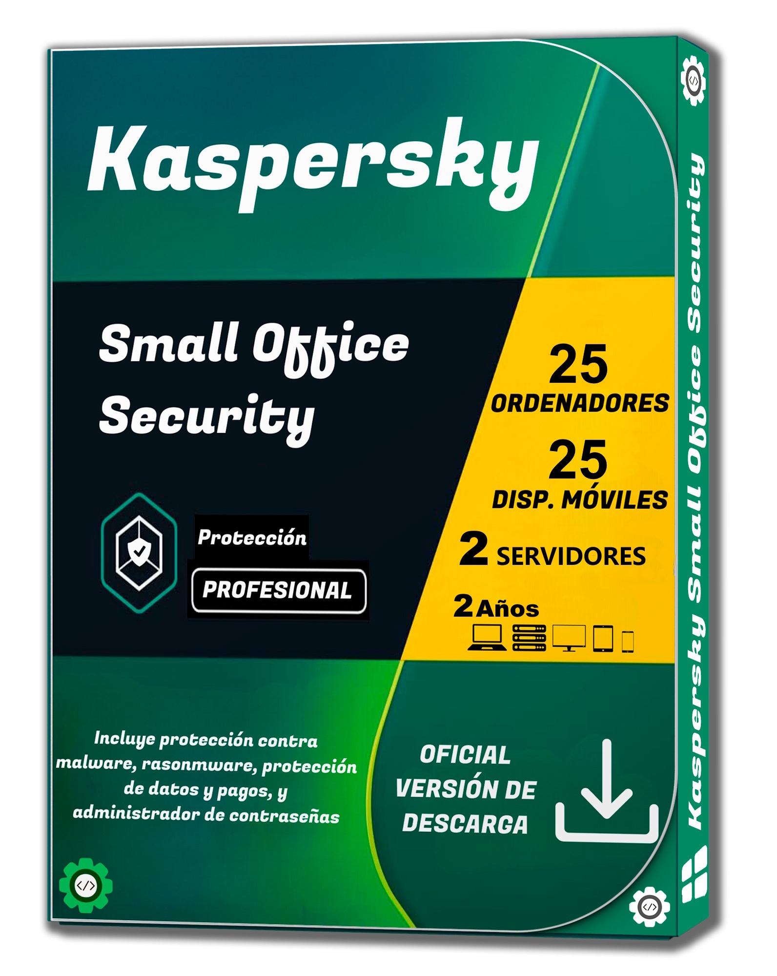 Kaspersky Small Office Security - 25 PCs - 25 Móviles - 2 Servidores Por 2 Años